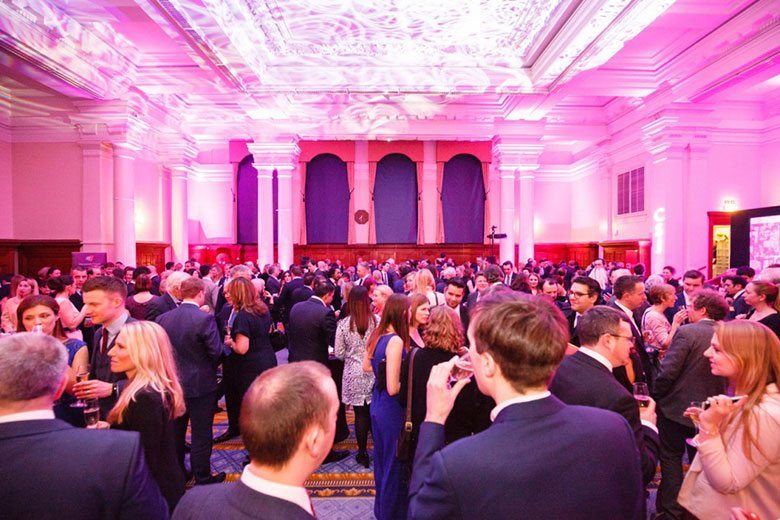 Guests drinking at an awards ceremony at Central Hall Westminster