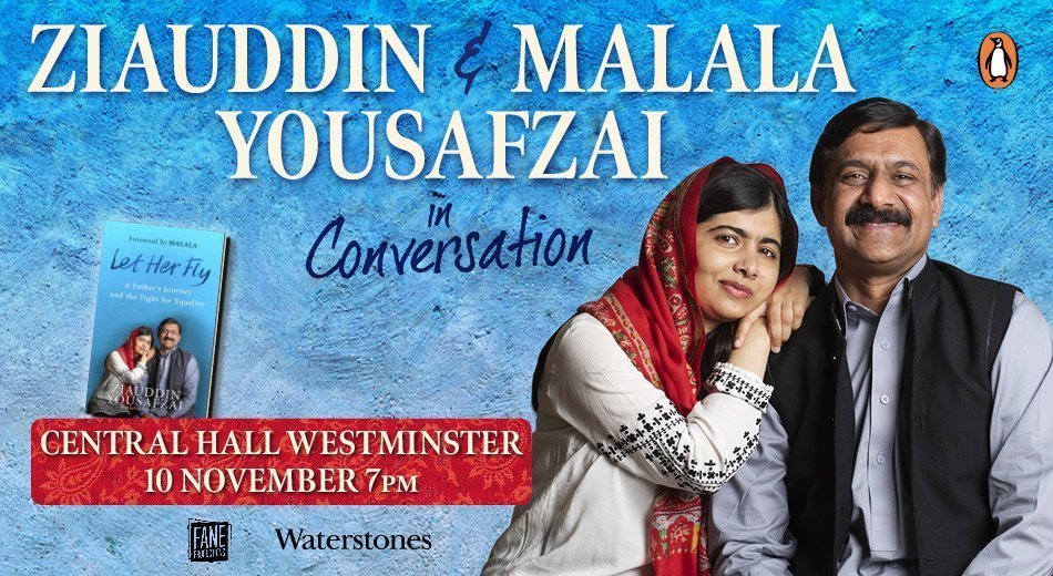 Poster for Ziauddin & Malala Yousafzai in Conversation event at Central Hall Westminster