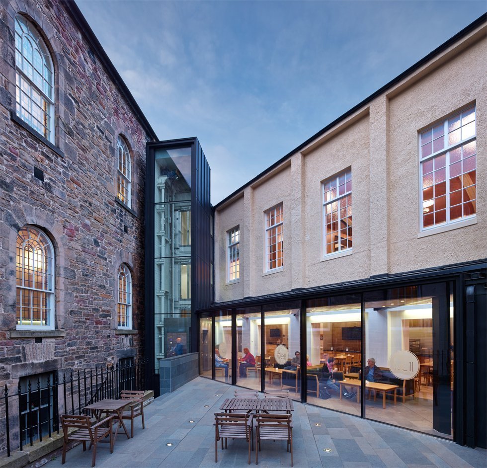 The courtyard space at Nicolson Square Edinburgh, a conference venue Edinburgh city centre